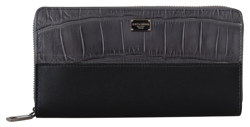 Black Zip Around Continental Clutch Leather Wallet-Dolce & Gabbana-LabelTerrace.com