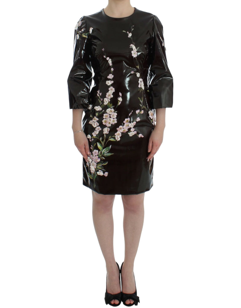Black floral 3/4 Sleeve sheath dress-Dolce & Gabbana-LabelTerrace.com