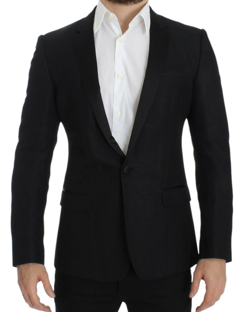 Black wool MARTINI slim blazer-Dolce & Gabbana-LabelTerrace.com