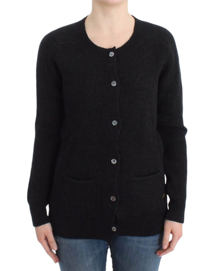 Black wool cardigan