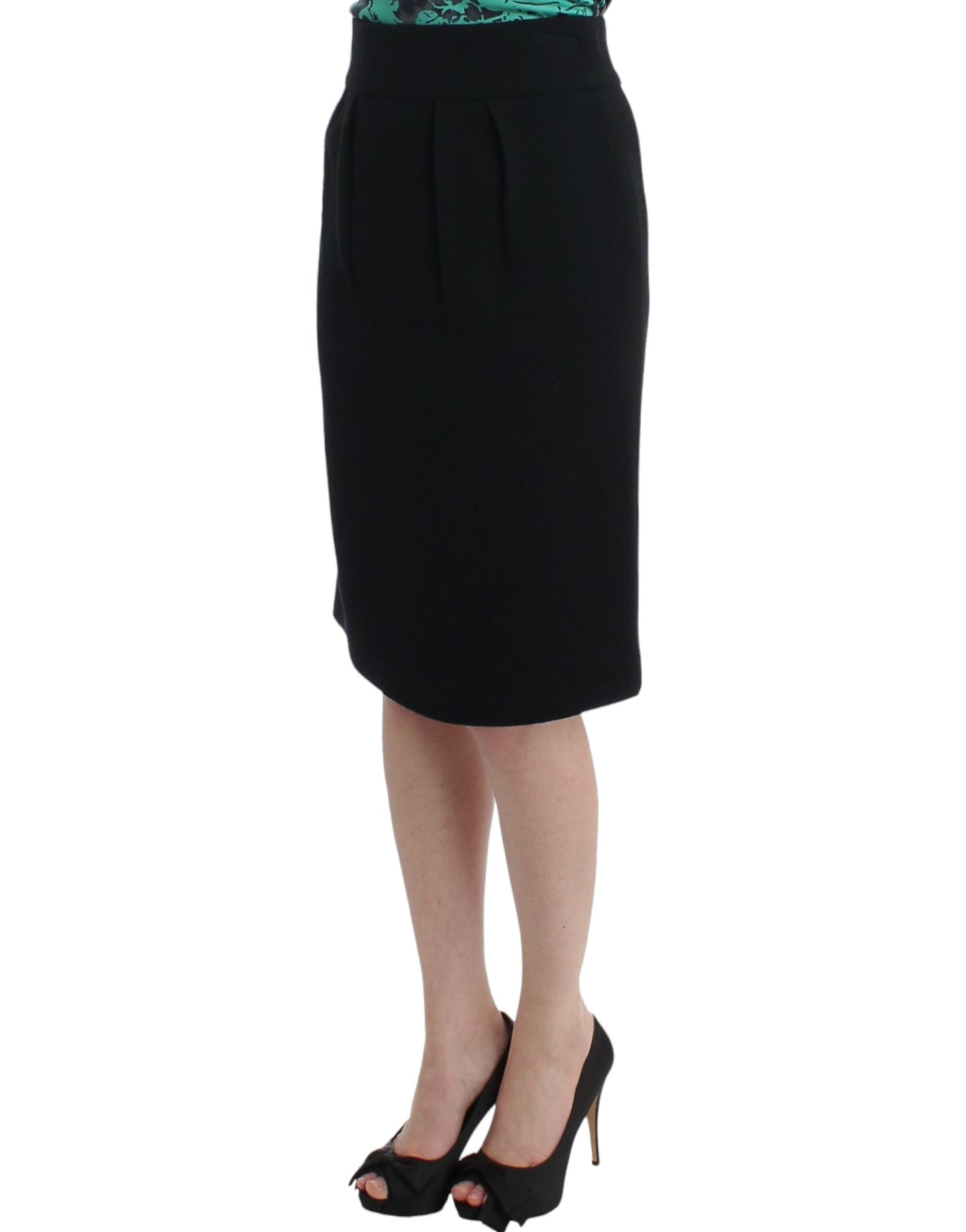 Black wool pencil skirt-Cavalli-LabelTerrace.com