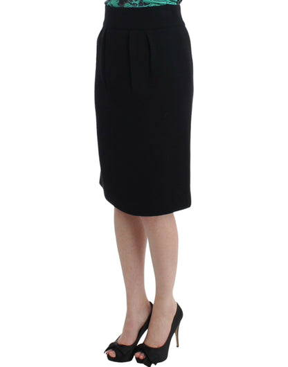 Black wool pencil skirt-Cavalli-LabelTerrace.com