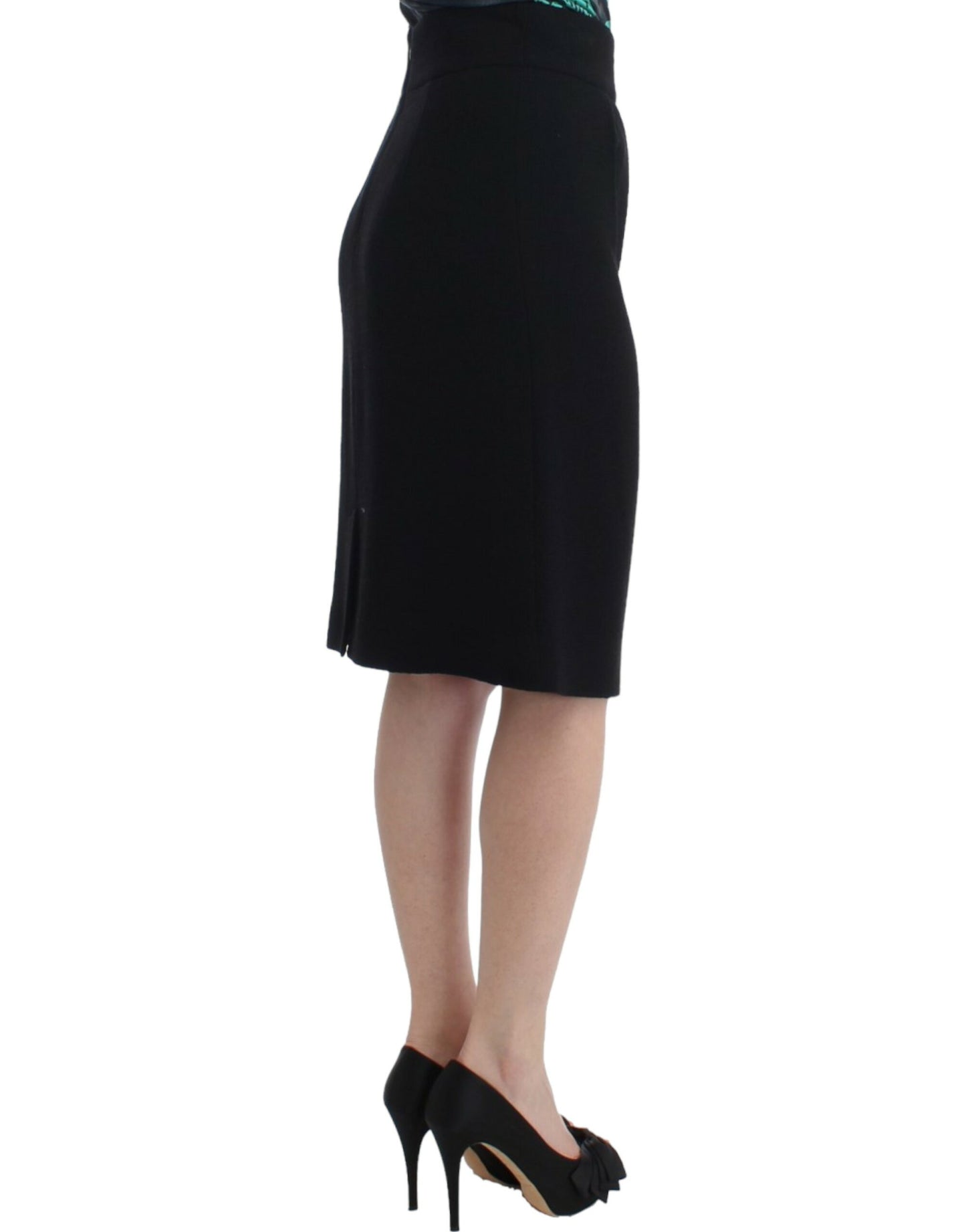 Black wool pencil skirt-Cavalli-LabelTerrace.com