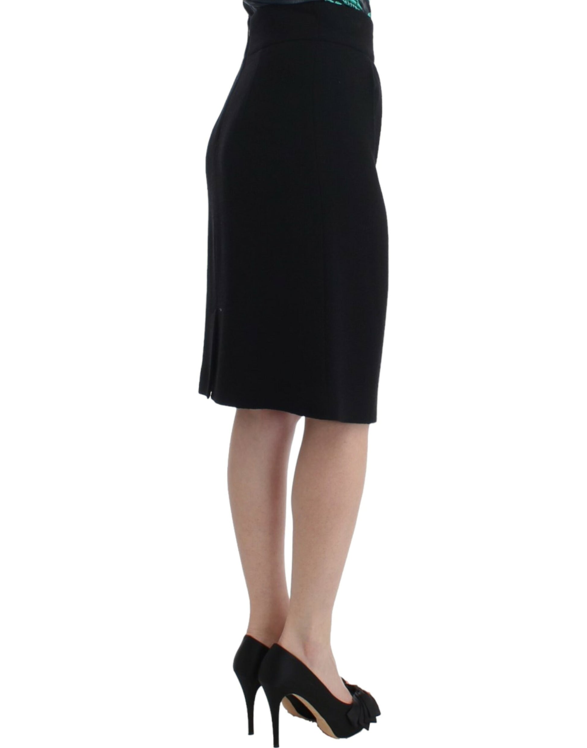 Black wool pencil skirt-Cavalli-LabelTerrace.com