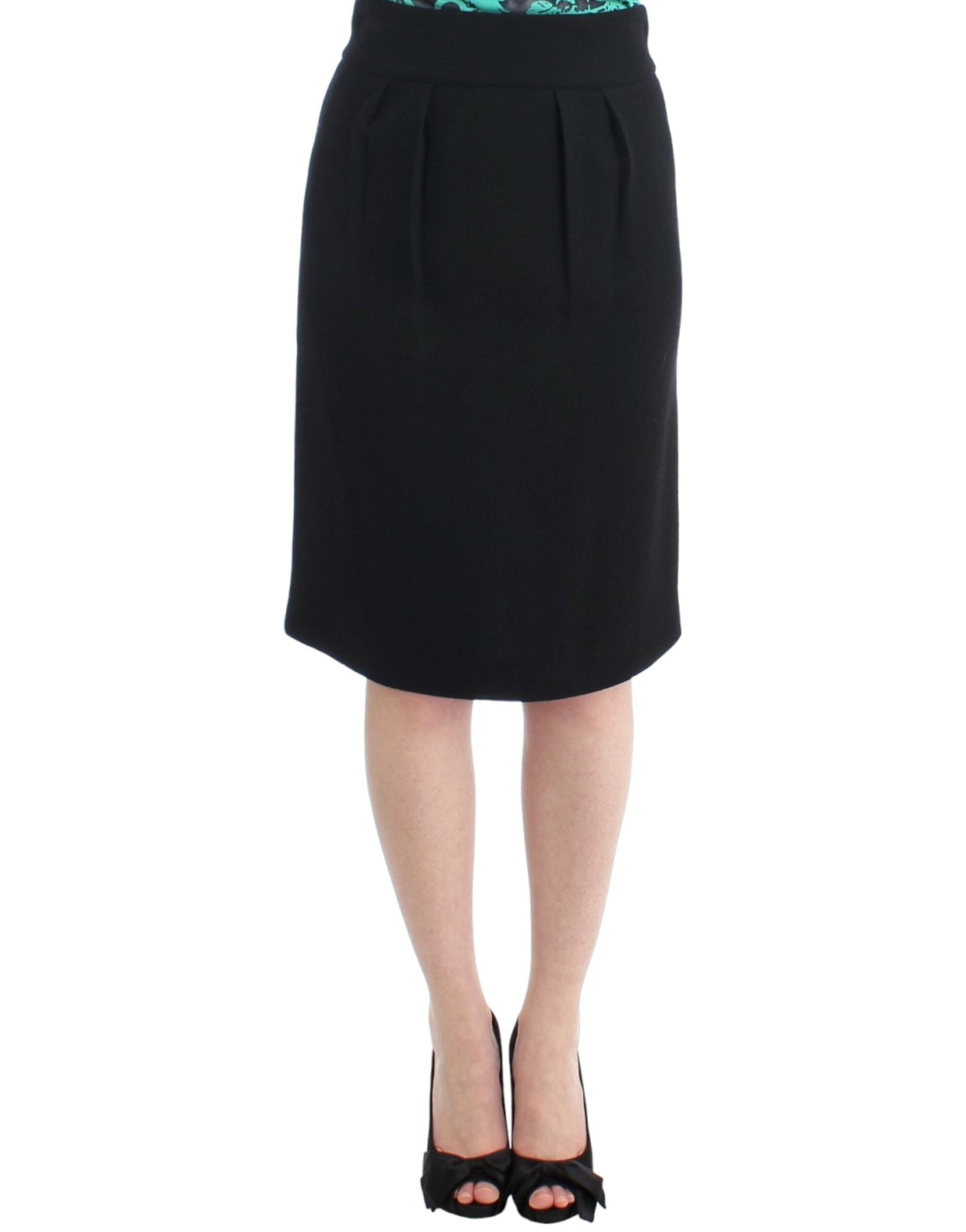 Black wool pencil skirt-Cavalli-LabelTerrace.com