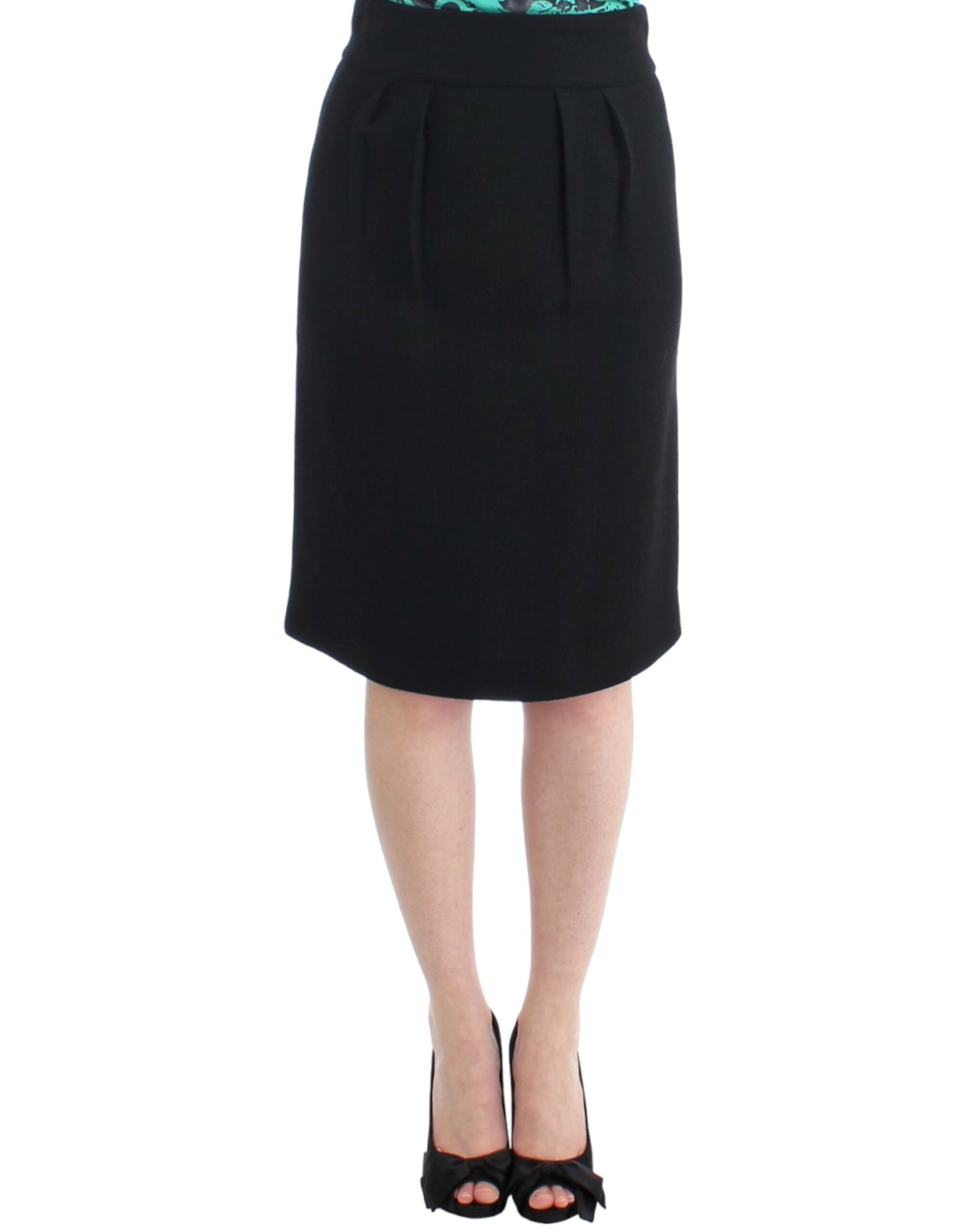 Black wool pencil skirt-Cavalli-LabelTerrace.com