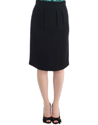 Black wool pencil skirt-Cavalli-LabelTerrace.com
