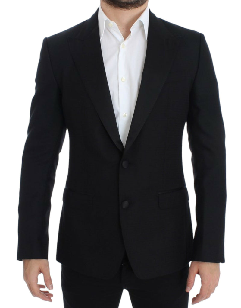 Black wool silk SICILIA blazer-Dolce & Gabbana-LabelTerrace.com