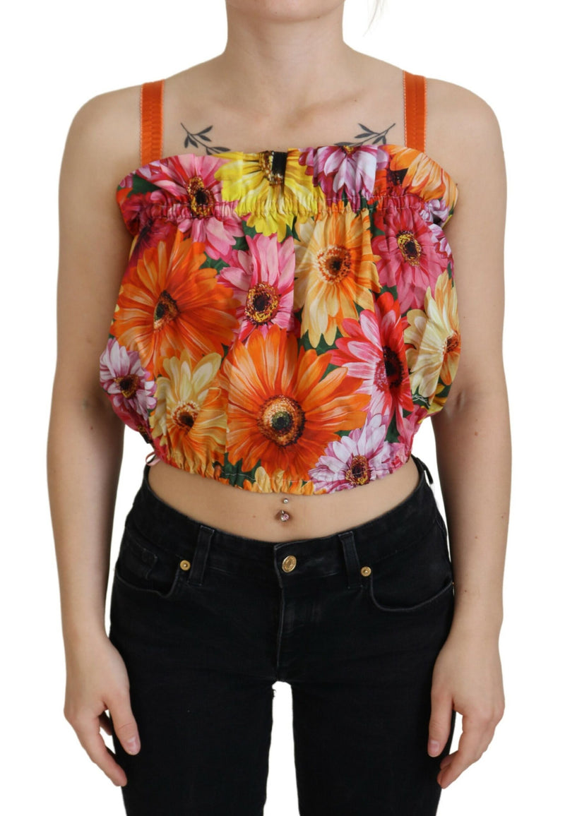 Blouse Cropped Floral Cotton Tank Top-Dolce & Gabbana-LabelTerrace.com