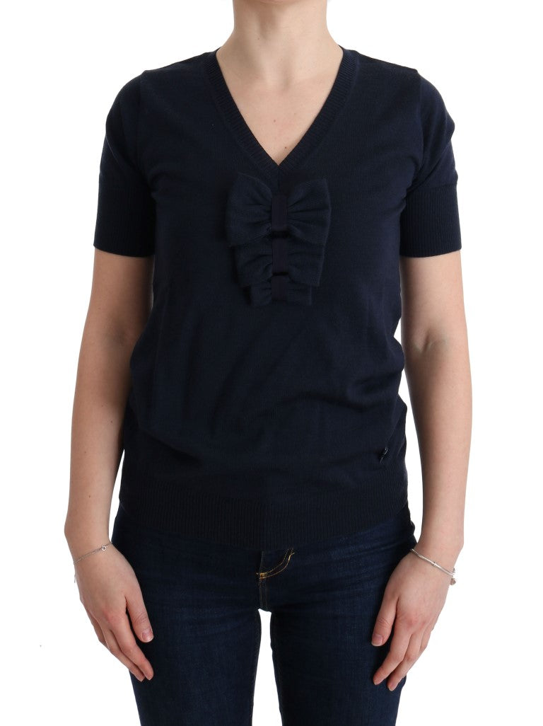 Blue 100% Lana Wool Blouse Top-MARGHI LO'-LabelTerrace.com