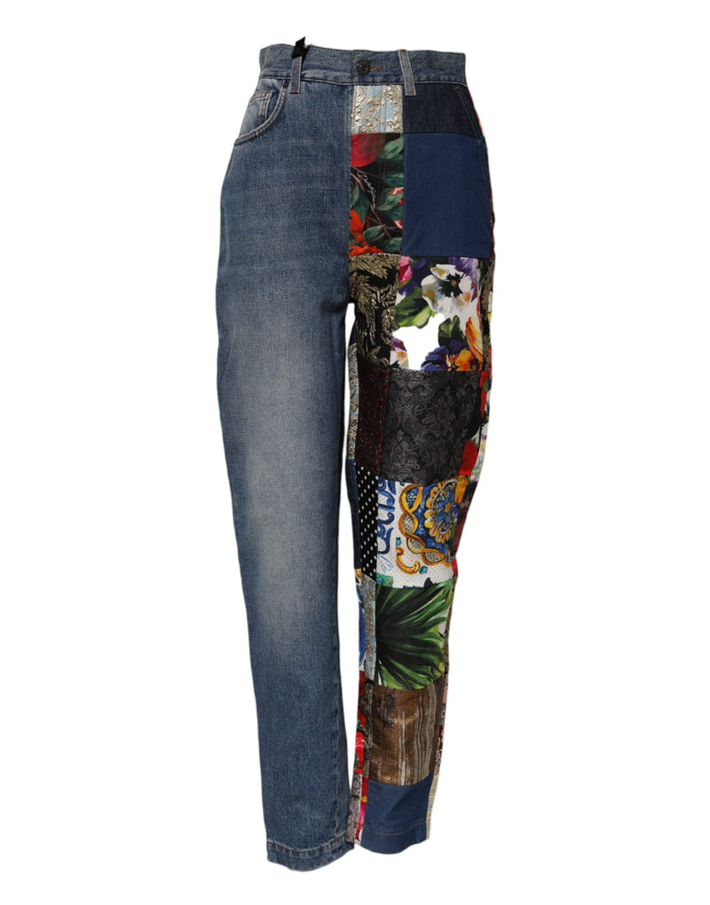 Blue AMBER Patchwork High Waist Denim Jeans-Dolce & Gabbana-LabelTerrace.com