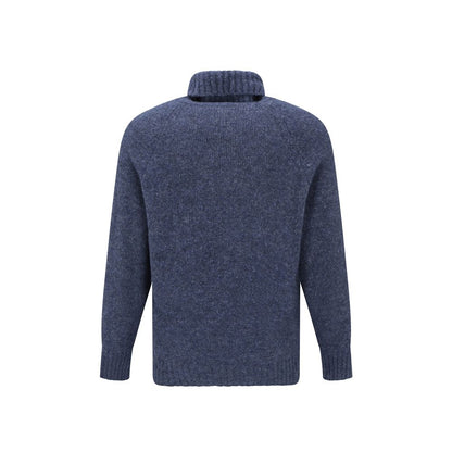 Blue Alpaca Leather Turtleneck