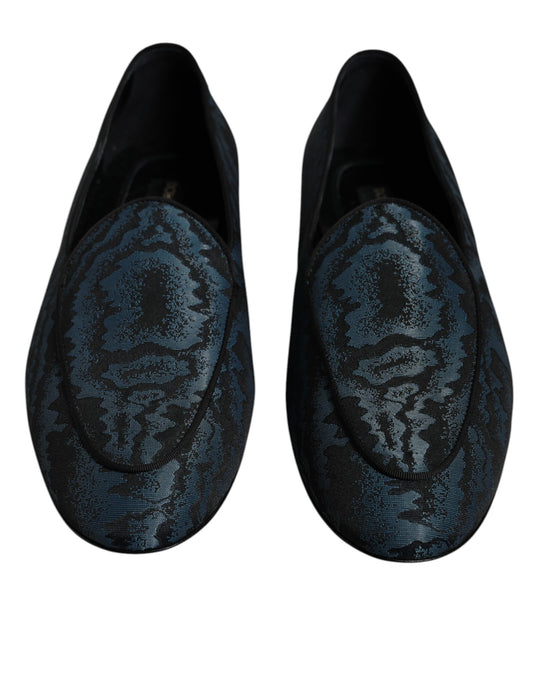 Blue Black Flats Men Loafers Dress Shoes-Dolce & Gabbana-LabelTerrace.com