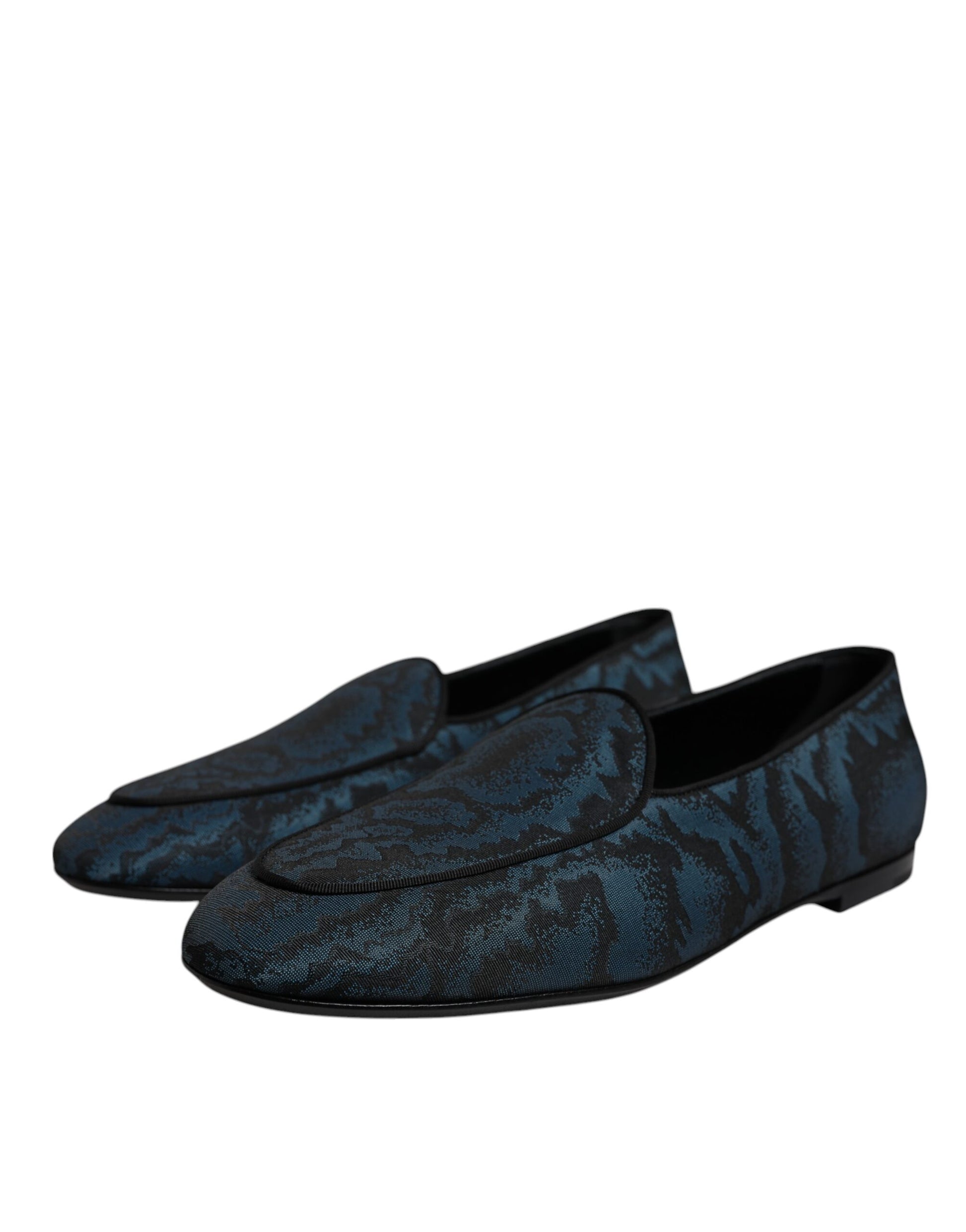 Blue Black Flats Men Loafers Dress Shoes-Dolce & Gabbana-LabelTerrace.com