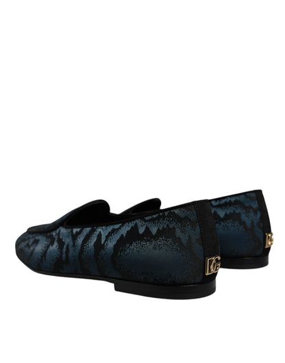 Blue Black Flats Men Loafers Dress Shoes-Dolce & Gabbana-LabelTerrace.com