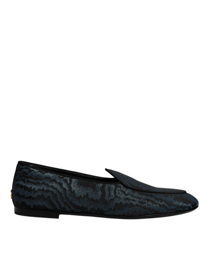 Blue Black Flats Men Loafers Dress Shoes-Dolce & Gabbana-LabelTerrace.com