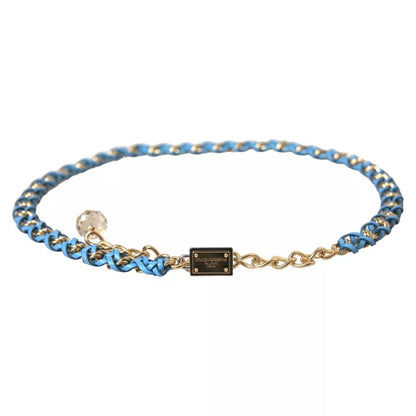 Blue Braided Gold Brass Chain Waist Belt-Dolce & Gabbana-LabelTerrace.com
