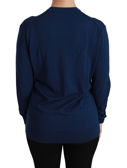 Blue Button Cardigan Virgin Wool Sweater