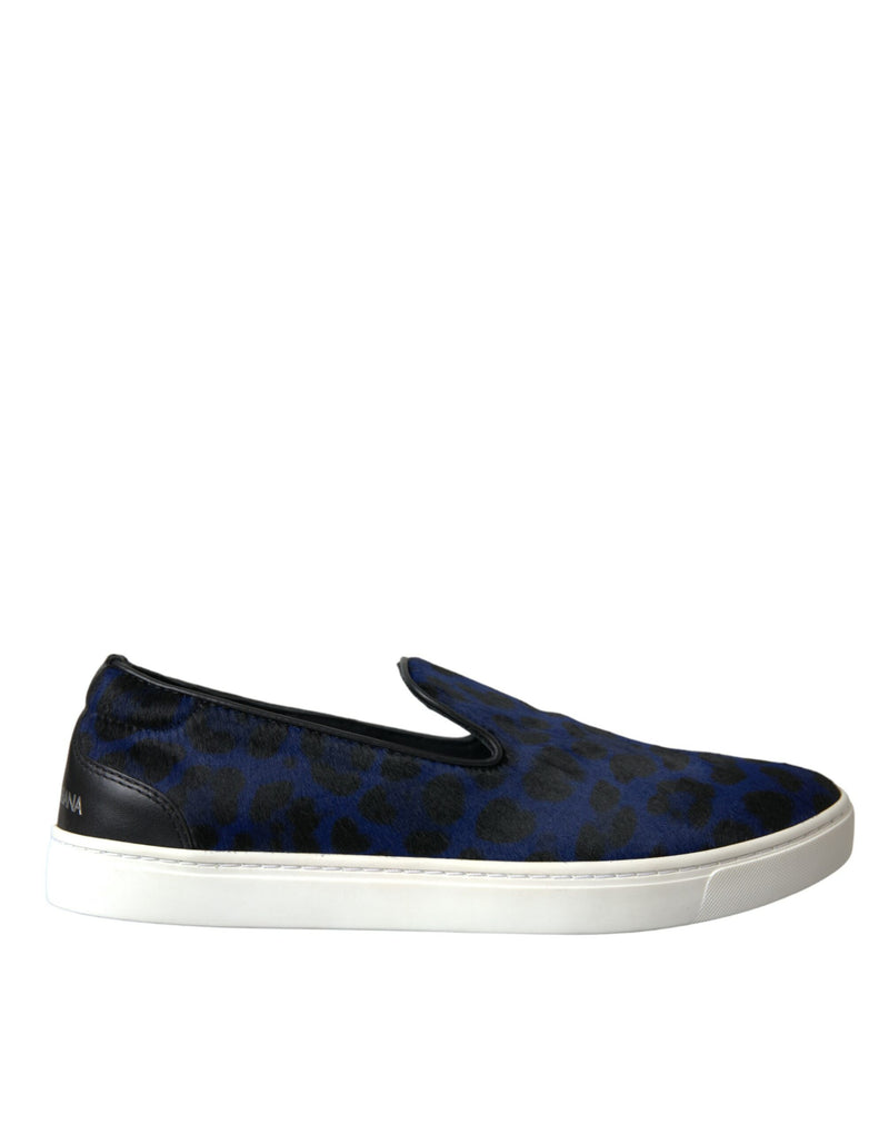 Blue Calfskin Hair Leopard Sneakers Shoes-Dolce & Gabbana-LabelTerrace.com