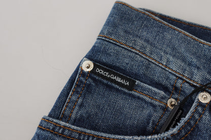 Blue Checkered Back Skinny Denim Jeans