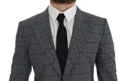 Blue Checkered Slim Fit Blazer Jacket