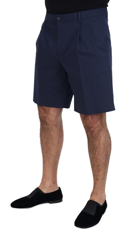 Blue Chinos Cotton Stretch Casual Shorts-Dolce & Gabbana-LabelTerrace.com
