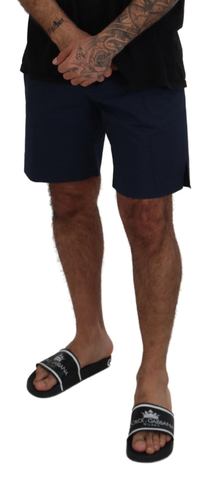 Blue Chinos Cotton Stretch Casual Shorts-Dolce & Gabbana-LabelTerrace.com