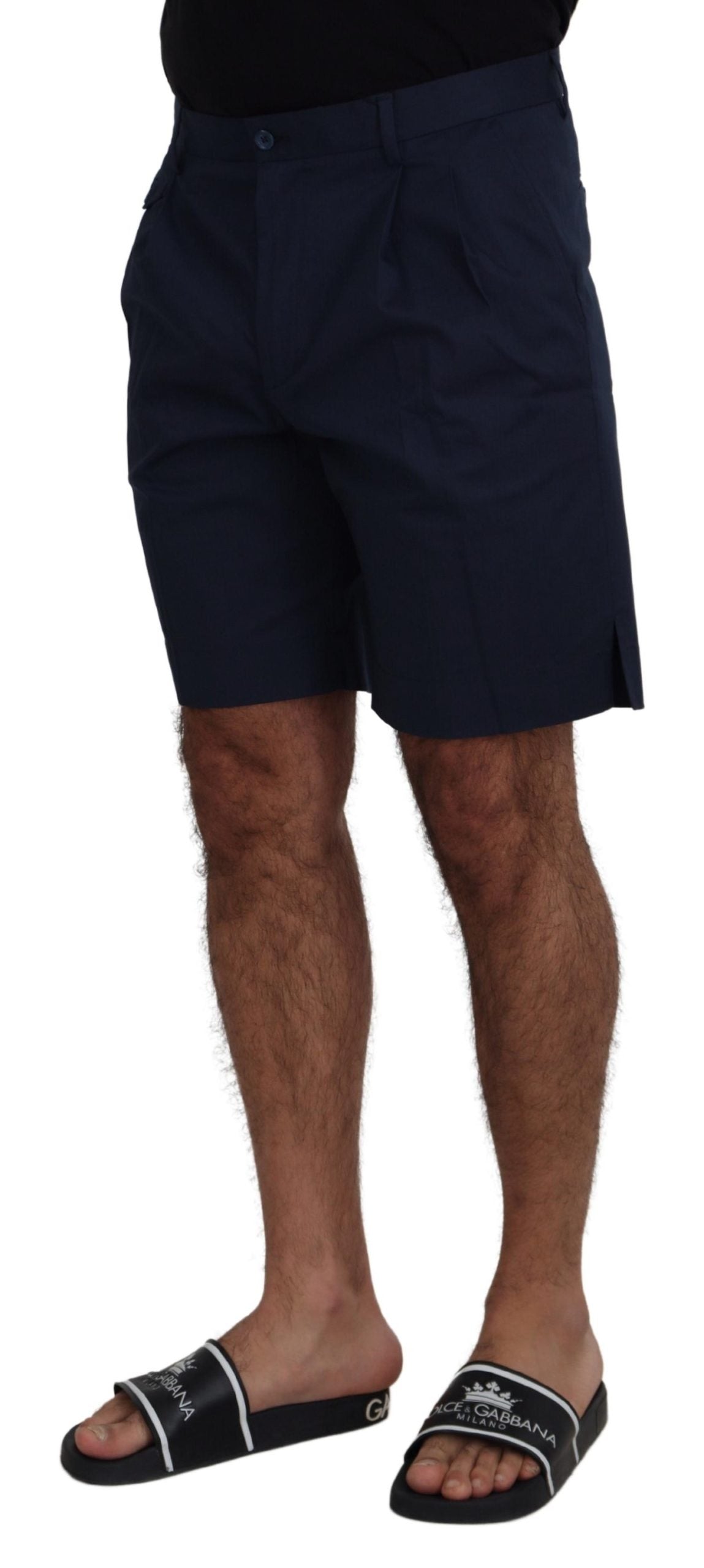 Blue Chinos Cotton Stretch Casual Shorts-Dolce & Gabbana-LabelTerrace.com