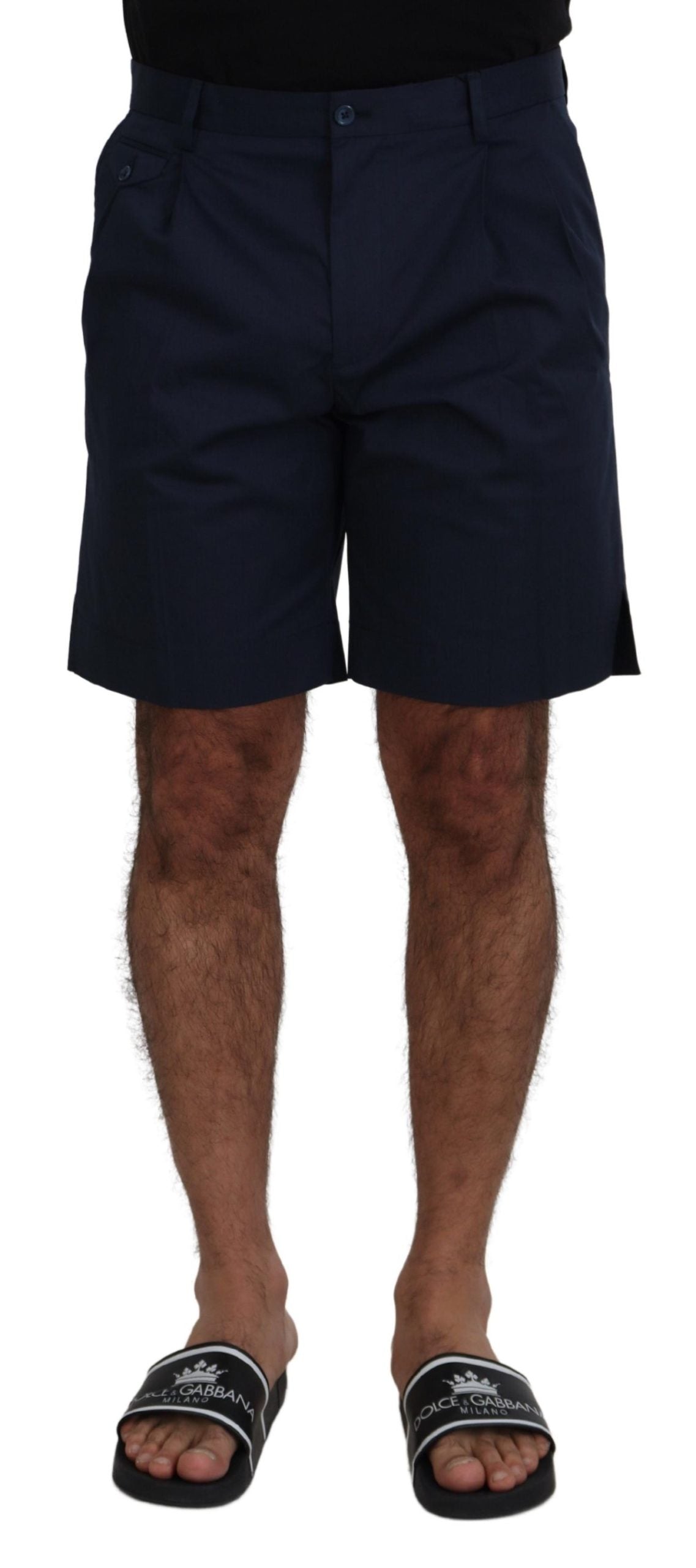 Blue Chinos Cotton Stretch Casual Shorts-Dolce & Gabbana-LabelTerrace.com