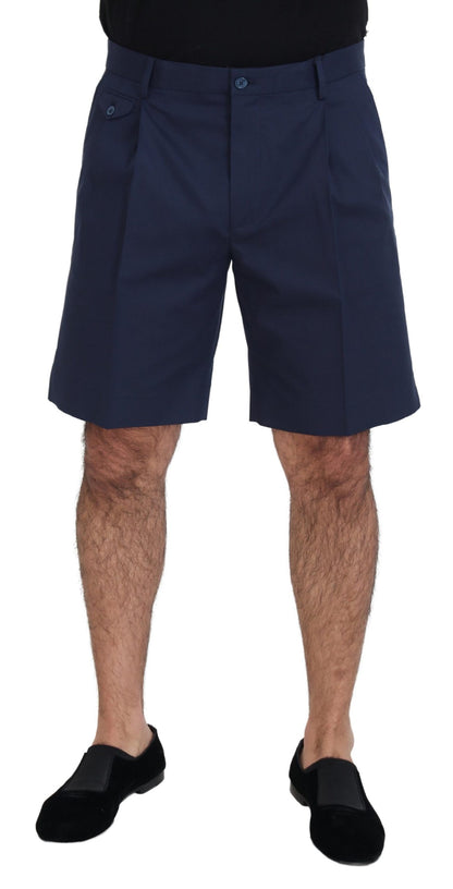 Blue Chinos Cotton Stretch Casual Shorts-Dolce & Gabbana-LabelTerrace.com