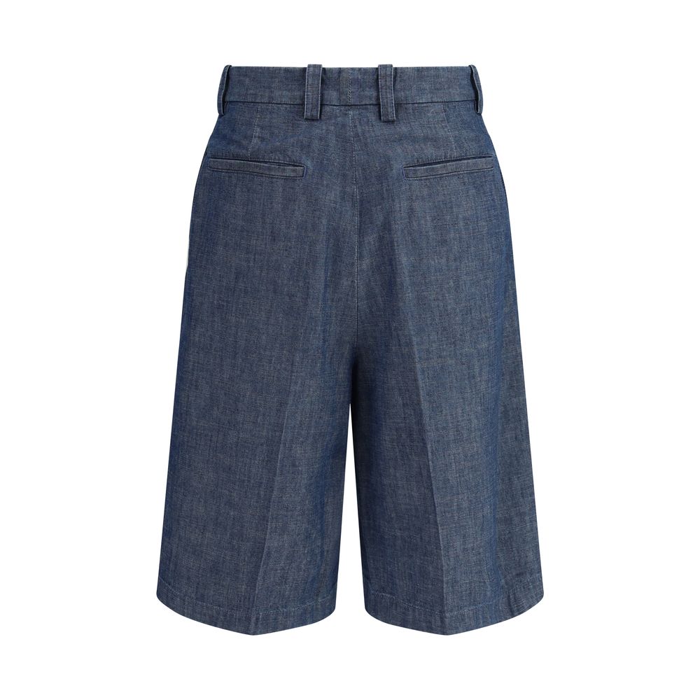 Blue Cotton Bermuda Shorts