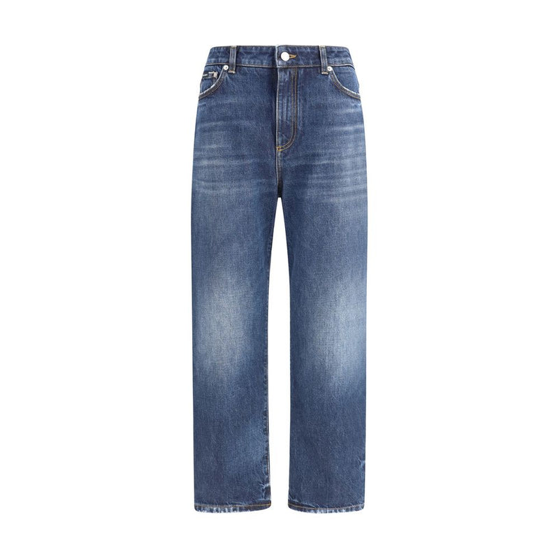 Blue Cotton Boyfriend Jeans