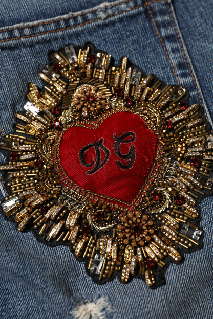 بنطال جينز أزرق قطني ممزق 