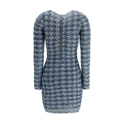 Blue Cotton Casual Dress