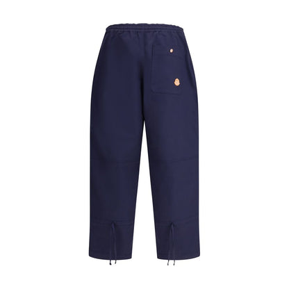 Blue Cotton Casual Pants