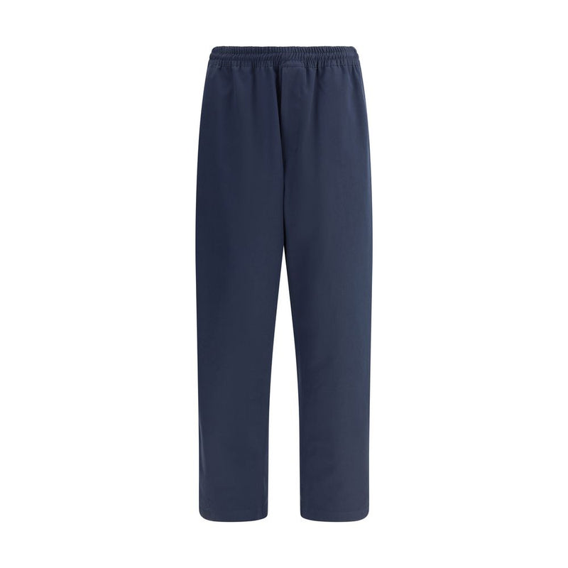 Blue Cotton Casual Pants