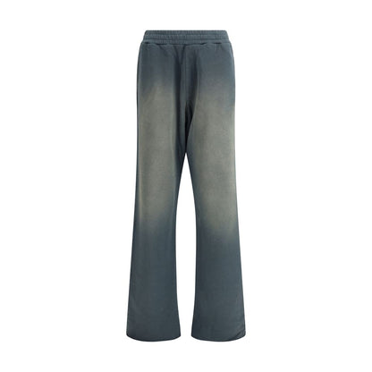Blue Cotton Casual Pants