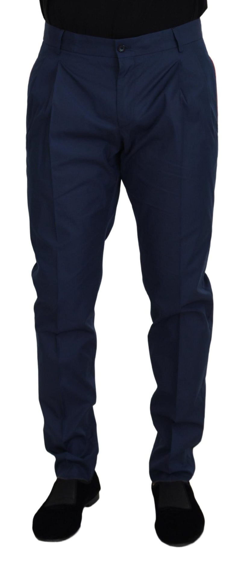 Blue Cotton Chino Formal Pants-Dolce & Gabbana-LabelTerrace.com