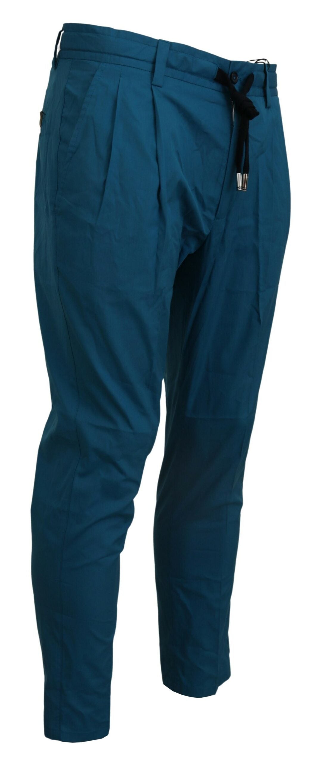 Blue Cotton Chinos Trousers Pants-Dolce & Gabbana-LabelTerrace.com