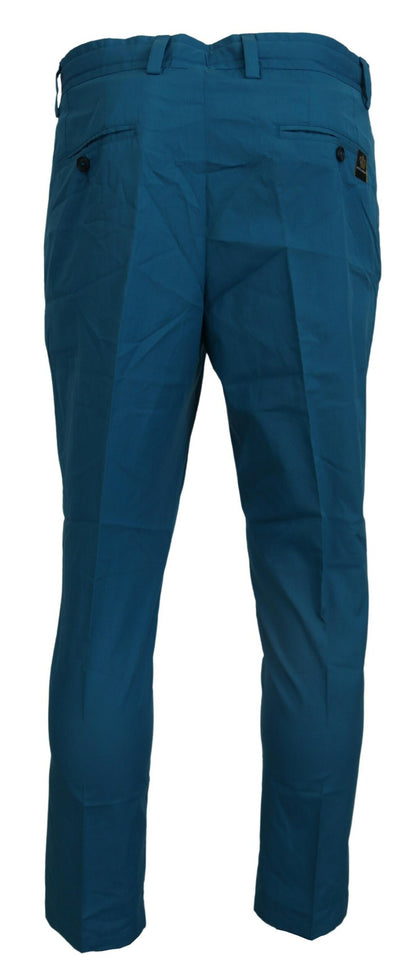 Blue Cotton Chinos Trousers Pants-Dolce & Gabbana-LabelTerrace.com