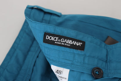 Blue Cotton Chinos Trousers Pants-Dolce & Gabbana-LabelTerrace.com