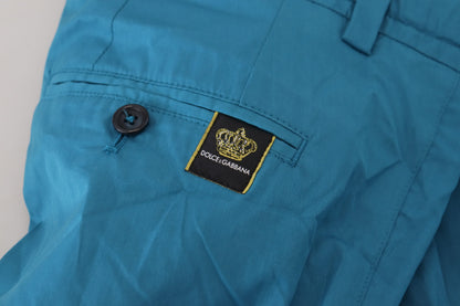 Blue Cotton Chinos Trousers Pants-Dolce & Gabbana-LabelTerrace.com