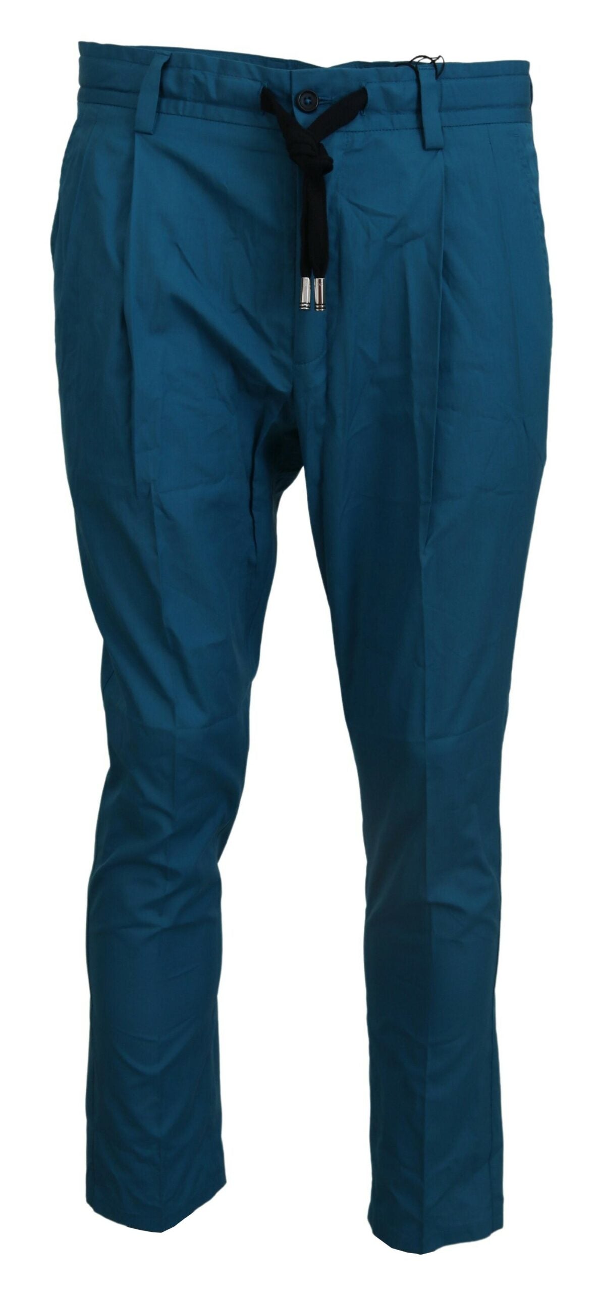 Blue Cotton Chinos Trousers Pants-Dolce & Gabbana-LabelTerrace.com