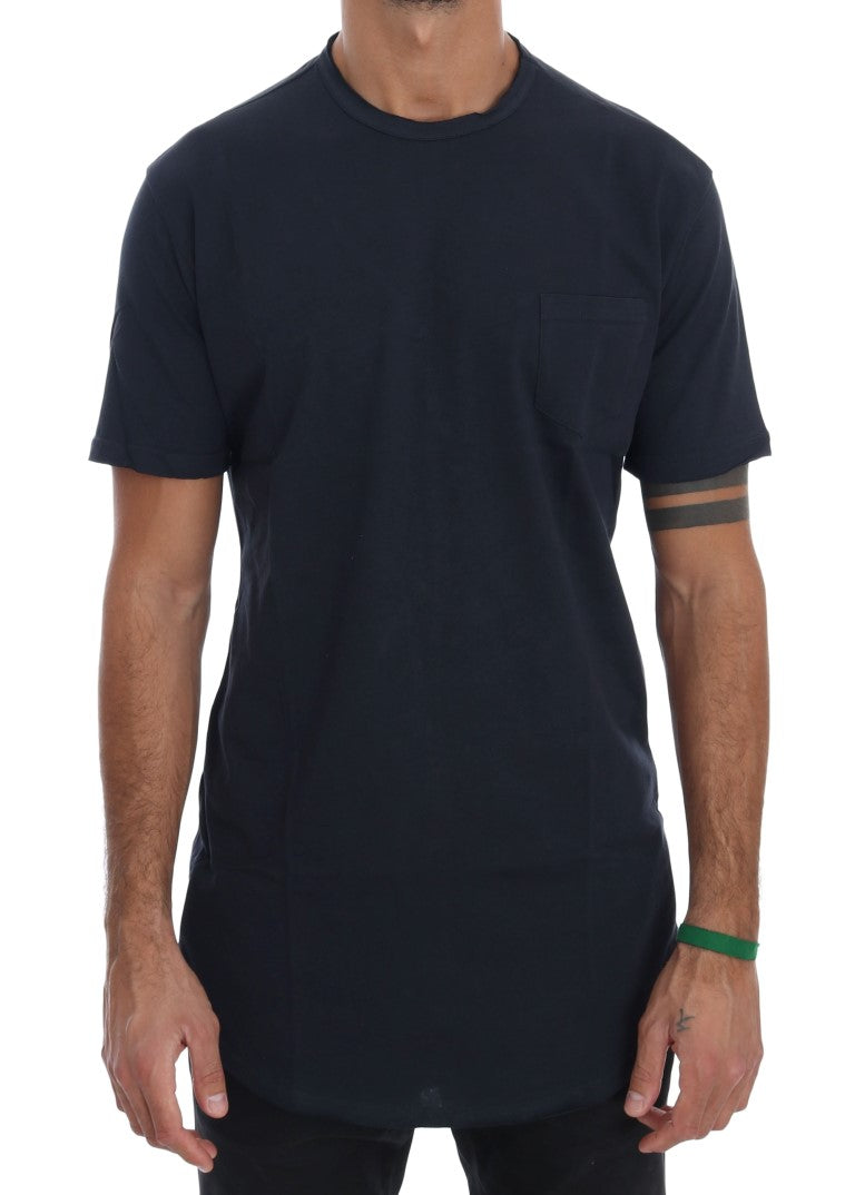 Blue Cotton Crewneck T-Shirt-Daniele Alessandrini-LabelTerrace.com