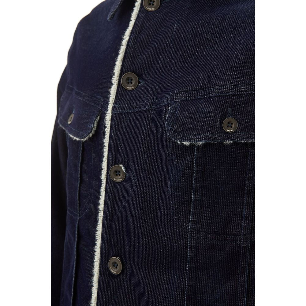 Blue Cotton Jackets & Coat-Lardini-LabelTerrace.com