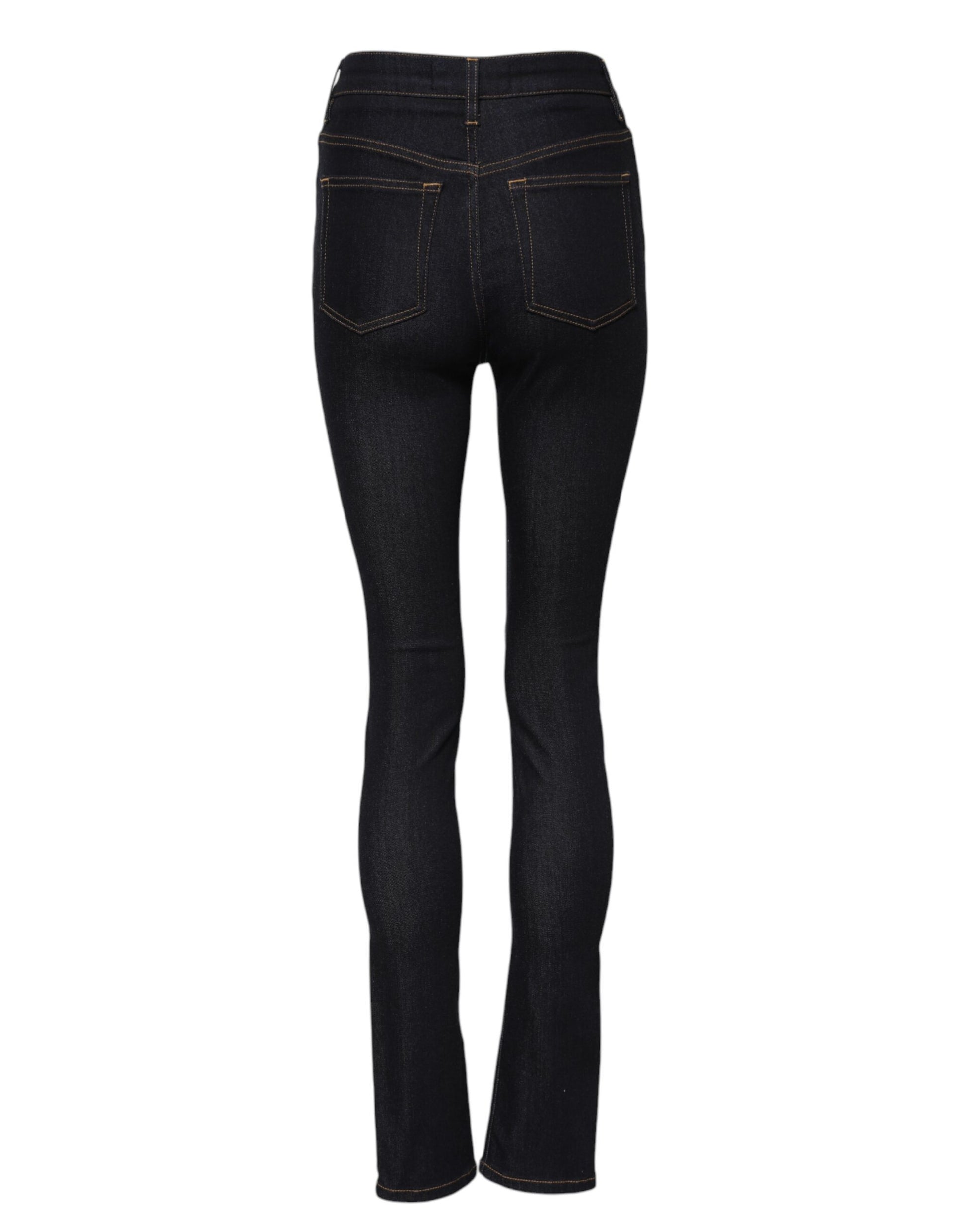 Blue Cotton High Waist Skinny Denim Jeans-Dolce & Gabbana-LabelTerrace.com