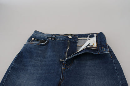 Blue Cotton High Waist Skinny Denim Jeans-Dolce & Gabbana-LabelTerrace.com