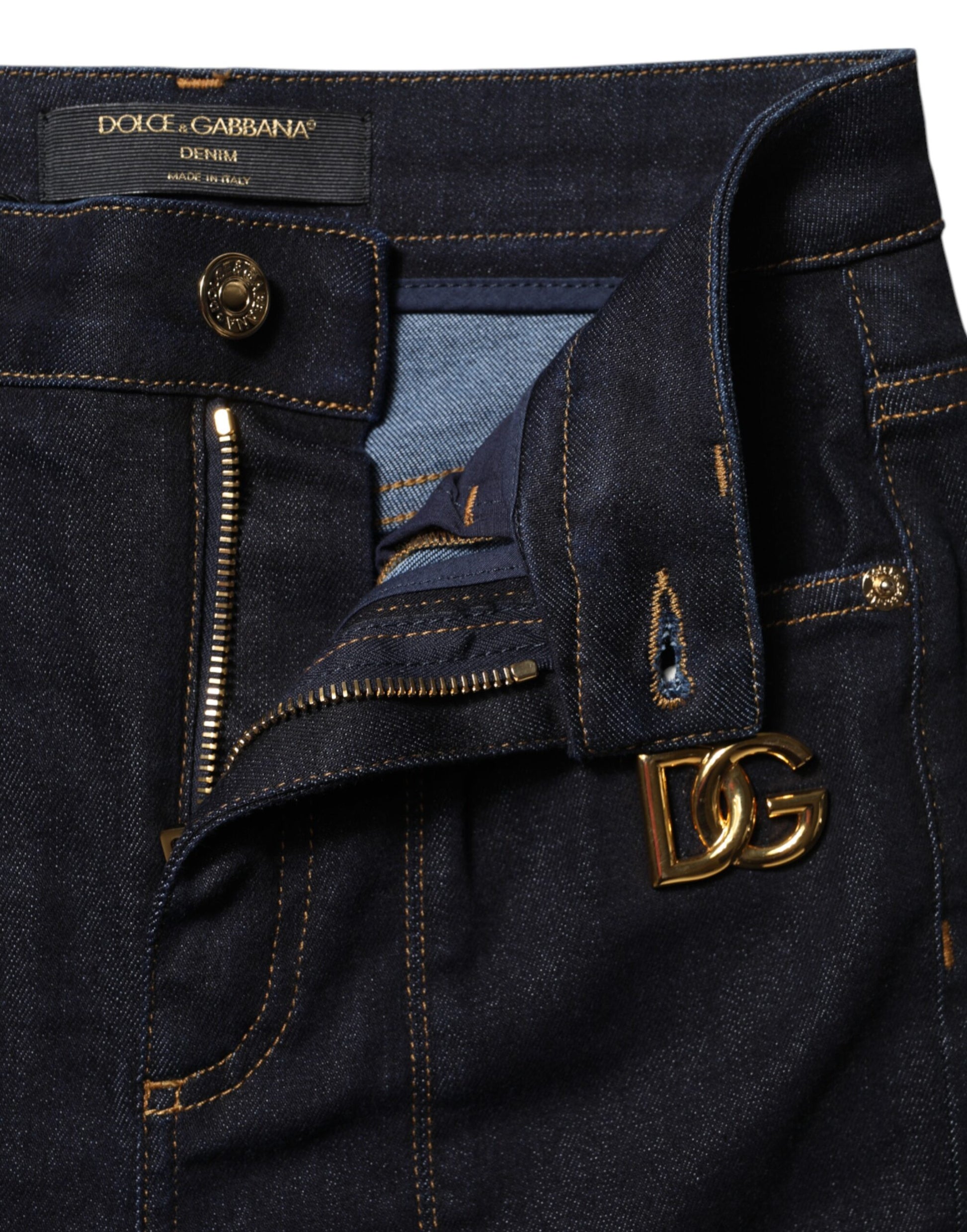 Blue Cotton High Waist Skinny Denim Jeans-Dolce & Gabbana-LabelTerrace.com