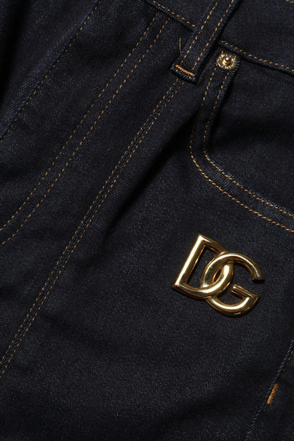 Blue Cotton High Waist Skinny Denim Jeans-Dolce & Gabbana-LabelTerrace.com