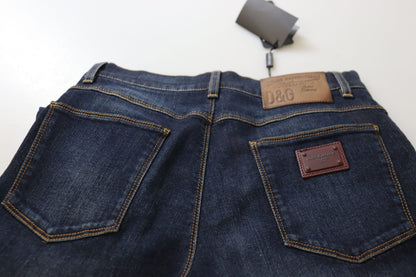 Blue Cotton High Waist Skinny Denim Jeans